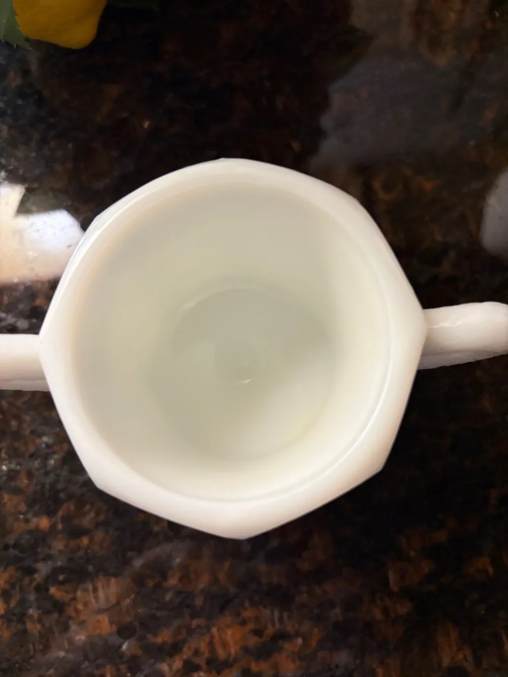 Westmorland paneled grape milk glass sugar and creamer set. Stamped.